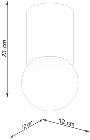 Stropné svietidlo Boomo, 1x biele sklenené tienidlo, drevo, (23 cm)