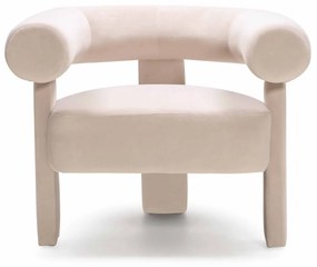 Designové sametové křeslo HELLA světle béžové