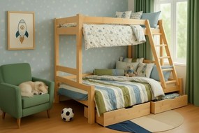 Detská poschodová posteľ s rozšíreným spodným lôžkom z masívu ROBUST 8X8 6A - 200x90 cm