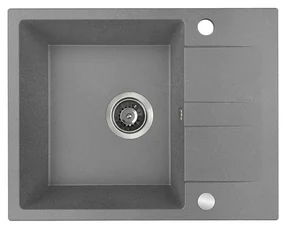 Kuchinox Laut, 1-komorový granitový drez 560x440x174 mm + sifón, šedá, LAV-SBZ_513Y