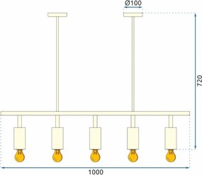 Toolight - Stropná lampa 5xGU10, APP210-3CPR, čierna, OSW-03400