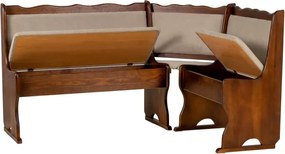 Rohový jedálenský komplet N2, orech / béžová aston 22