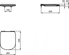 Ideal Standard Tesi - WC doska ultra plochá, SoftClose, biela, T352701
