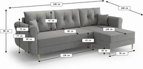 Rozkladacia obojstranná sedacia súprava do L SILVIANO 230x140 cm, krémová