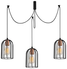 Čierne závesné svietidlo pre 3 žiarovky Opviq lights Pamukkale