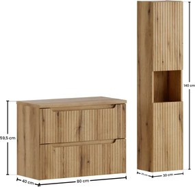 Koupelnová sestava Nova s deskou a skříňkami 80 cm dub coast evoke