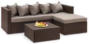 Blumfeldt Theia Lounge Set, záhradná sedacia súprava, rohová súprava, stolček, 5 vanúšov, hnedá