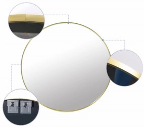 Zlaté nástenné okrúhle zrkadlo LEOBERT - rôzne veľkosti Priemer zrkadla: 40 cm