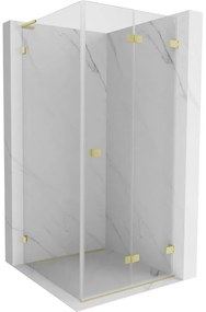 Mexen Lunar-F L, sprchový kút pravý 90 x 90 cm, 8mm číre sklo, zlatý kartáčovaný - 836L-090-090-55-00-P