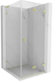 Mexen Lunar-F L, sprchový kút pravý 90 x 90 cm, 8mm číre sklo, zlatý kartáčovaný - 836L-090-090-55-00-P