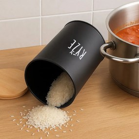 Orion Dóza na potraviny, plechová, čierna, s bambusovým vekom, 1,3l, RYŽA