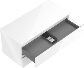 Mexen Orio, kúpeľňová skrinka 100 cm s hornou časťou, 2 zásuvky, biela lesklá, 91A10-10047-2-BFFC00