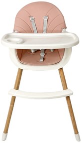 EcoToys Detská stolička na kŕmenie 2v1 - ružová