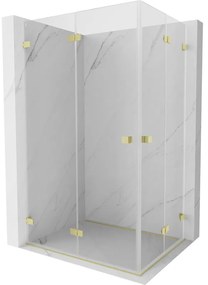 Mexen Lunar-F Duo, skladací sprchový kút 75 x 70 cm, 8mm číre sklo, zlatý matný profil, 836-075L-070P-55-00