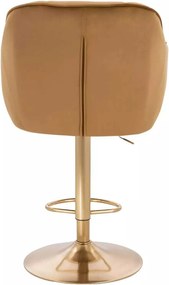 LuxuryForm DESIGN Barová stolička AVOLA VELUR na zlatom tanieri - medová