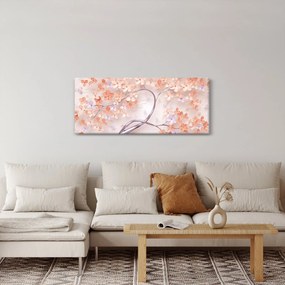 Obraz koralových kvetov stromu - abstrakt (120x50 cm)