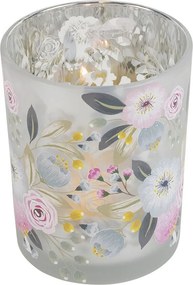 Farebný skleněný svícen Wild Flowers Rose M - Ø 10*12,5cm
