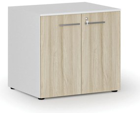 Kancelárska skriňa s dverami PRIMO WHITE, 800 x 640 x 735 mm, biela/dub prírodná