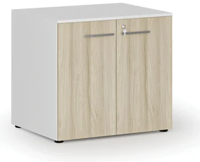 Kancelárska skriňa s dverami PRIMO WHITE, 800 x 640 x 735 mm, biela/dub prírodná