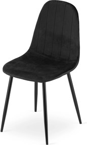 Jedálenská stolička PADVA VELVET s čiernymi nohami, čierna