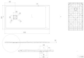 Erga Hyper, SMC sprchová vanička 150x80x2,6 cm + sifón, čierna matná, ERG-V06-SMC-8015S-BK