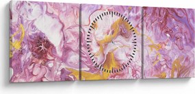 Obraz - Ružová abstrakcia (s hodinami) (90x30 cm)