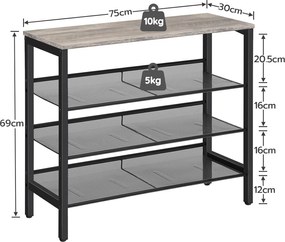 Botník Vasagle Ormio 69 cm černý/šedý