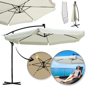 Záhradný slnečník 3,5 m so solárnym LED osvetlením – krémový, UV50+