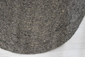 Čierny prírodný okrúhly jutový koberec - 90 cm