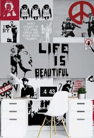 Fototapeta, Banksy koláž - 150x210 cm