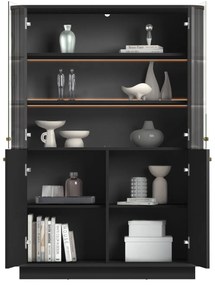 Vitrína Vespera 103 cm na sokli - čierna / zlatá