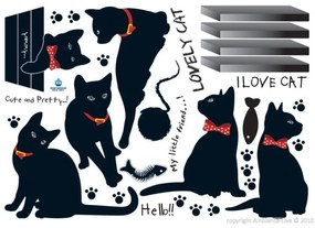 Sada nástenných samolepiek Ambiance Cats with Bowties