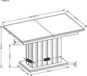 Rozkladací jedálenský stôl 130-180 cm Lalia (čierna) (pre 6 8 osôb). Vlastná spoľahlivá doprava až k Vám domov. 1049330