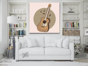 Gario Diamantové maľovanie Hnedá gitara Rozmery: 50 x 50 cm, Rámovanie: S vnútorným rámom, Diamanty: Okrúhle