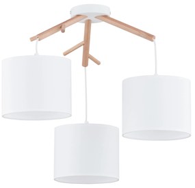 TK-LIGHTING Závesné škandinávske osvetlenie ALBERO, 3xE27, 60W, okrúhle, biele
