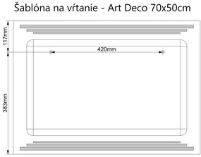 LED zrkadlo Art Deco Horizontal 70x50cm neutrálna biela - dotykový spínač