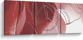 Obraz - Červená abstraktná kvetina N⁰1 (s hodinami) (90x30 cm)