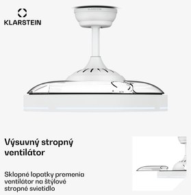 Klarstein AirFold, Inteligentný stropný ventilátor, Zaťahovacie lopatky, Stmievateľné LED svetlo, Smart