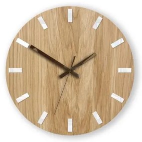 Sammer Nástenné dubové hodiny SIMPLE - biela/hnedá 33 cm SimpleWoodWhiteBrown