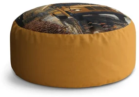 Sablio Taburet Circle Žltý školský autobus: 40x50 cm