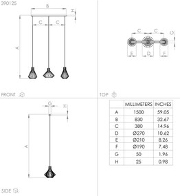 Eglo 390125 - Luster na lanku BASIDANO 3xE27/40W/230V čierna