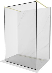 Mexen Kioto, sprchová zástena Walk-In 110 x 200 cm, 8mm sklo čierny vzor, zlatý matný profil, 800-110-002-55-70