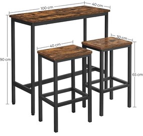 Barový stôl so stoličkami VASAGLE LBT218B01