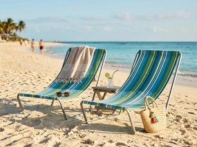 Súprava 2 ks skladacích plážových ležadiel SAND, modro-biele