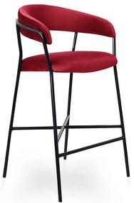 Barová stolička čalúnená Nicole na čiernym stelazu - Červený