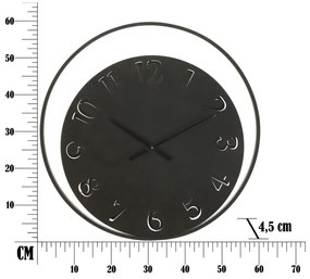 Čierne nástenné hodiny Mauro Ferretti Circle, ⌀ 60 cm