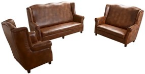 Kožená sedacia súprava AS LUX 3+2+1, hnedá (S-12/orech)