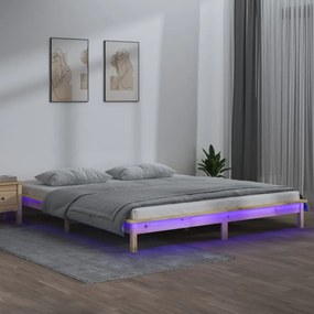 vidaXL Posteľný rám s LED 120x190 cm malé dvojlôžko masívne drevo