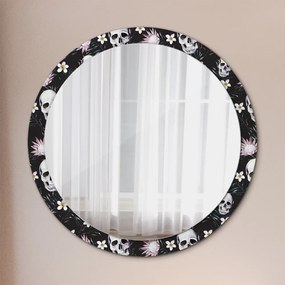Okrúhle ozdobné zrkadlo Kvety lebky fi 100 cm
