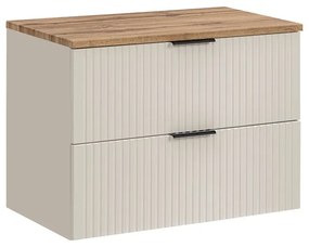 Závěsná skříňka pod umyvadlo Adel Cashmere s deskou 80 cm kašmír/dub wotan